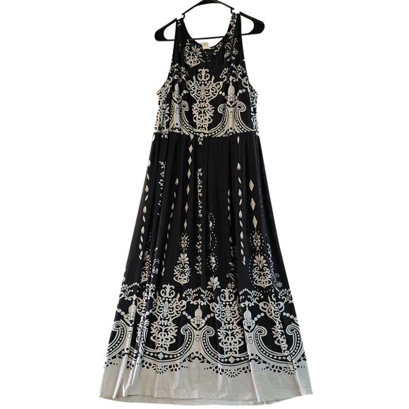 Serengetti Black/White Abstract Print Sun Dress Size 1X - Picture 1 of 5